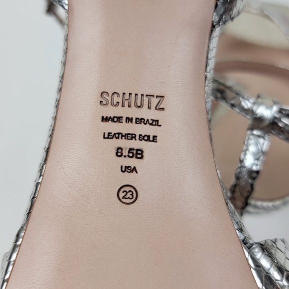 SCHUTZ Silver Leather Ava Rose High Heel Sandal 8.5 - Picture 14 of 14